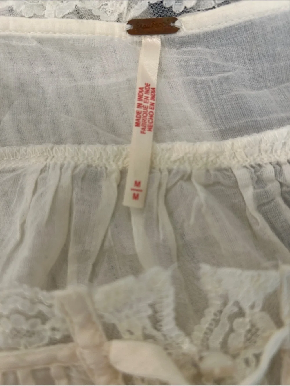 Free People Forevermore Tank Top white Adjustable Tie Sheer Lace
Ruffle - Picture 2 of 3
